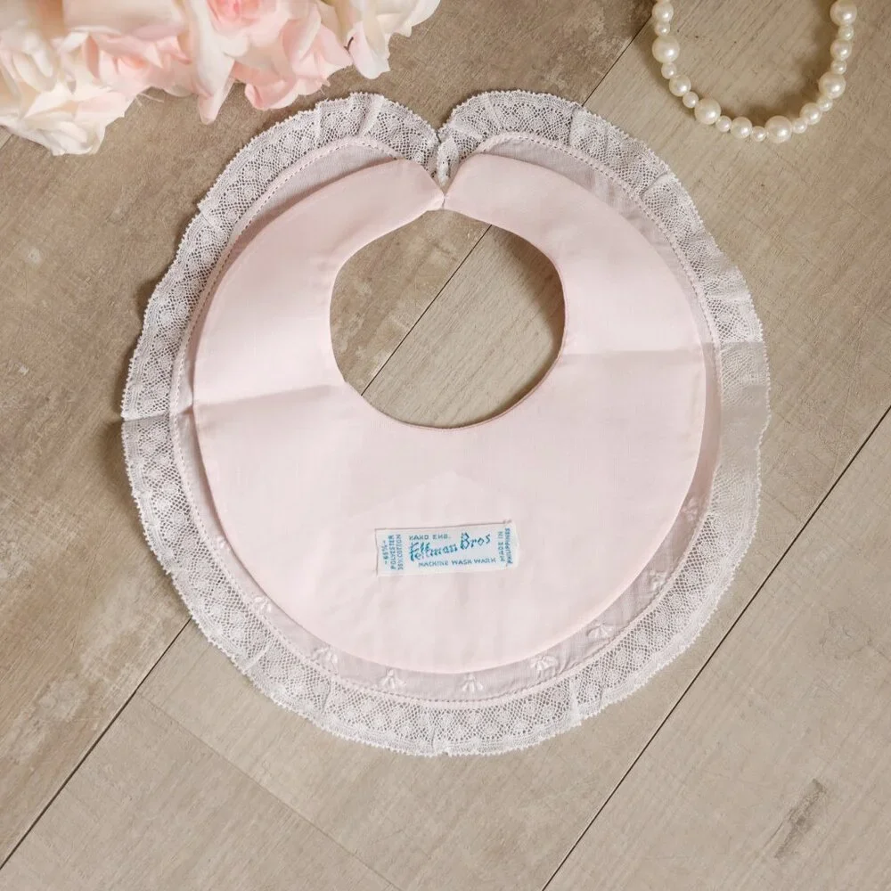 Heirloom Bib Feltman Brothers Pink Birds Bib Special Occasion French Lace NWT